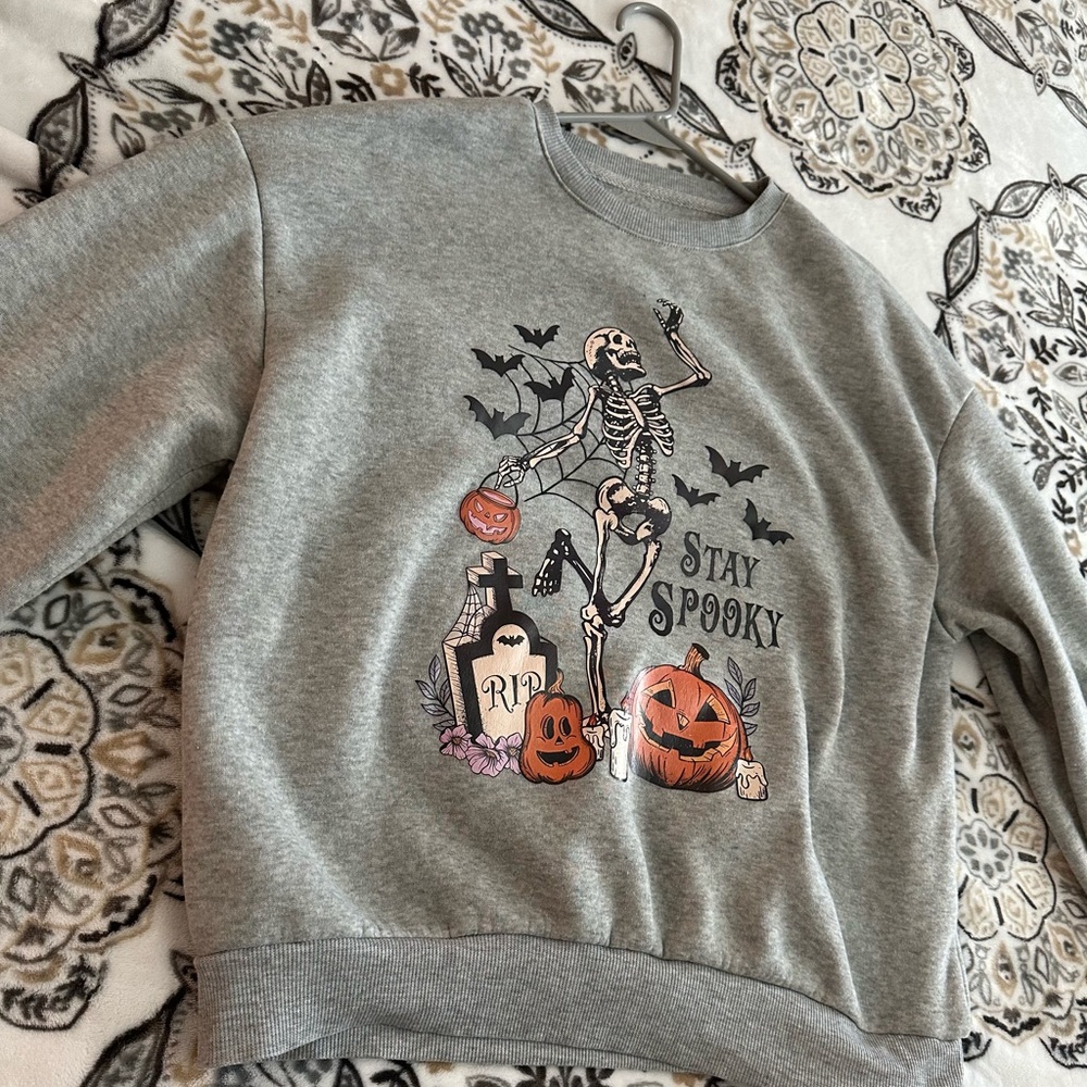 Gray Halloween Skeleton Sweatshirt